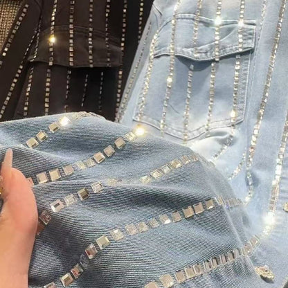 P diamond striped denim shirt