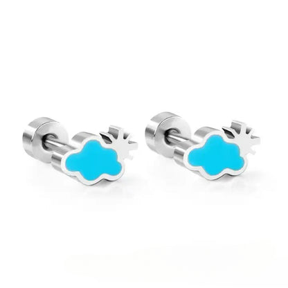 A European and American cross-border fashion dripping oil stainless steel rainbow watermelon strawberry fruit ear nails trendy personality factory direct sales - Mixbatch
