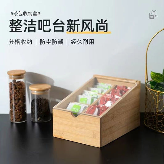 A Log tea bag storage box Coffee milk tea bag Tea bag Grid storage box Special for hotel western restaurant