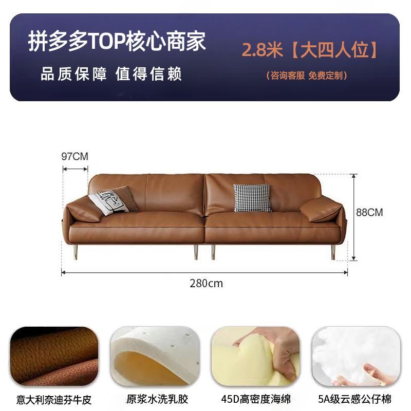 真皮牛皮沙发简约现代轻奢客厅小户型直排大象耳朵沙发 - Mixbatch