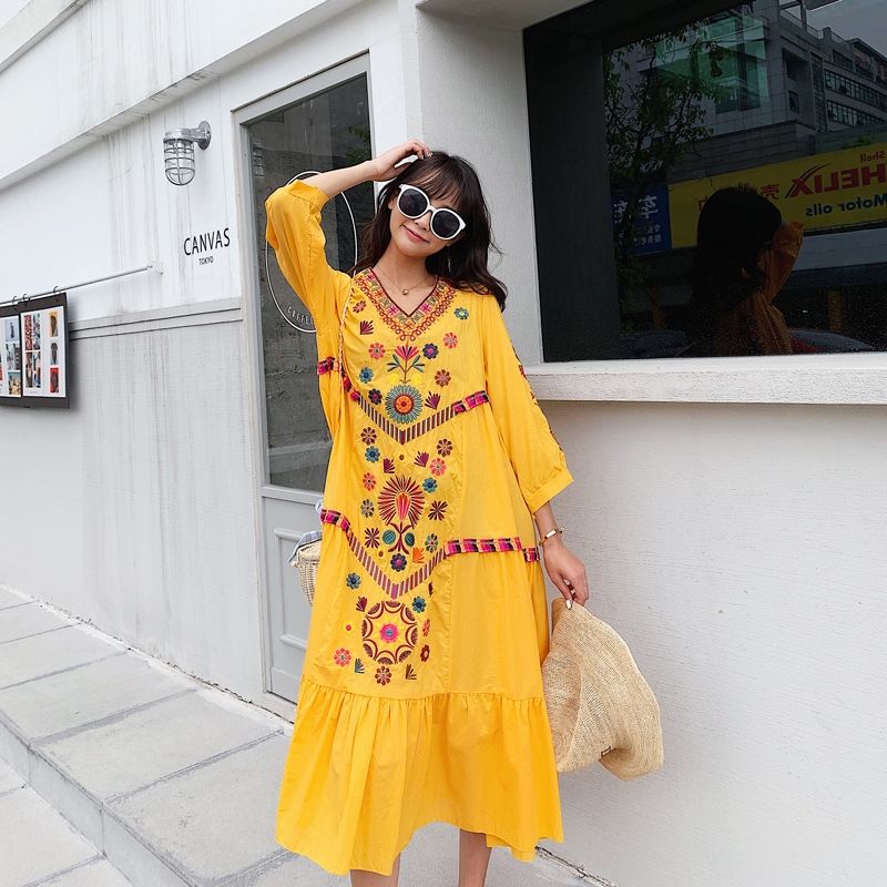 P photo white skirt seaside vacation super fairy small ethnic style dress