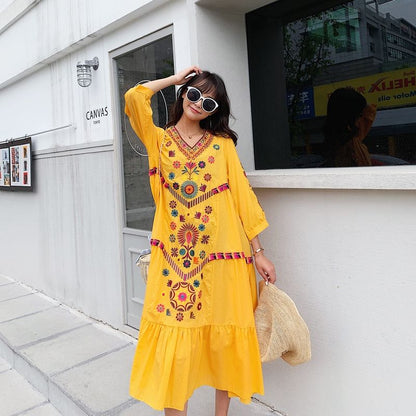 P photo white skirt seaside vacation super fairy small ethnic style dress