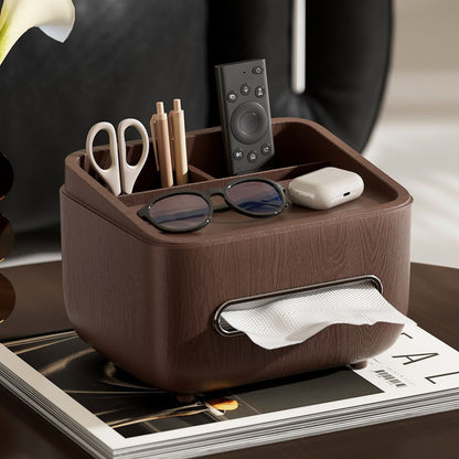 P lwood grain tissue box high value living room coffee table desktop carton multi-function remote control tissue storage box
