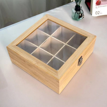 P Bamboo Wood Doge Wenwan Walnut Storage Box Babao Tea Coffee Storage Box Yagli Board Transparent Solid Wood Finishing Box