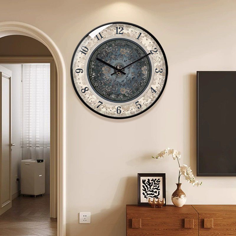 [7819 people's collection] French classical light luxury living room clock hanging wall modern home retro restaurant 2024 new decorative art clock - Mixbatch