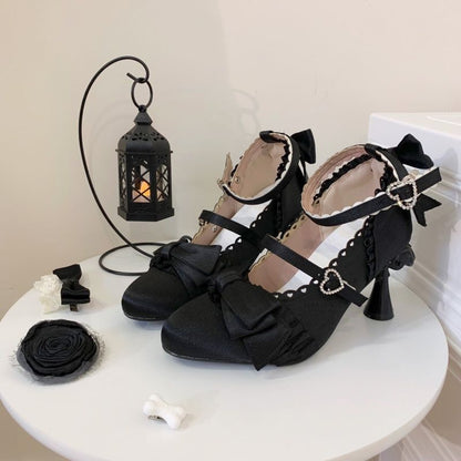 P lolita bow lace high heels
