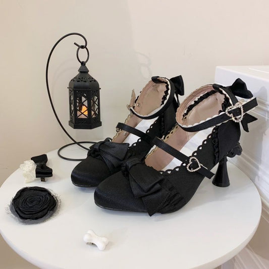 P lolita bow lace high heels