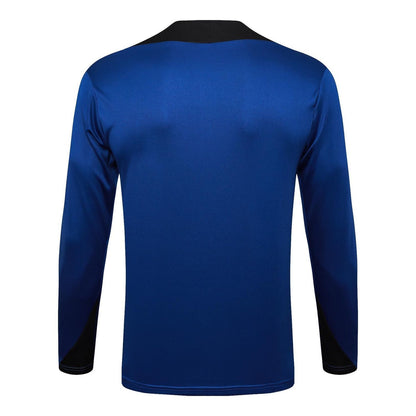 A 2425 half-pull national rice color orchid inkjet training sportswear autumn and winter long zipper embroidered football jersey trousers set