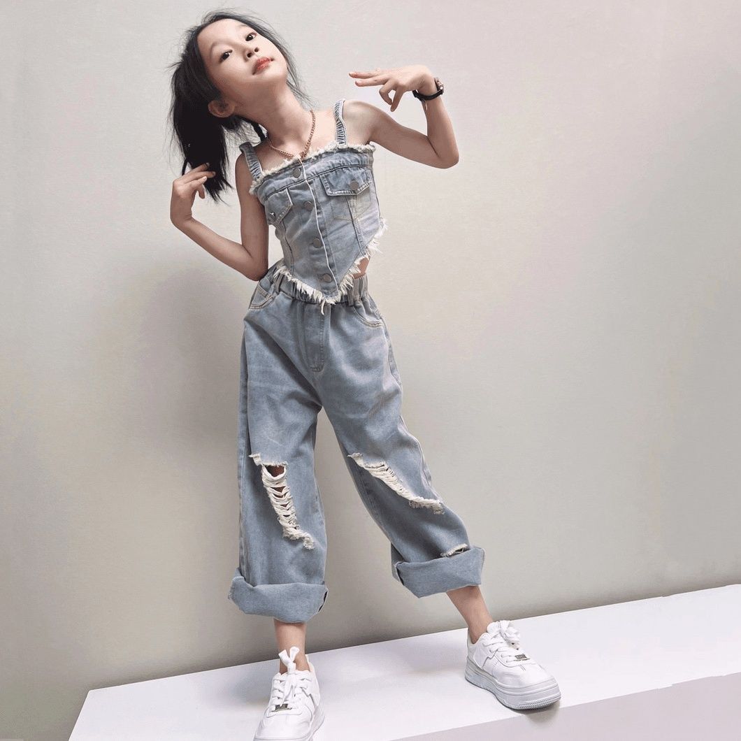 P summer denim suit
