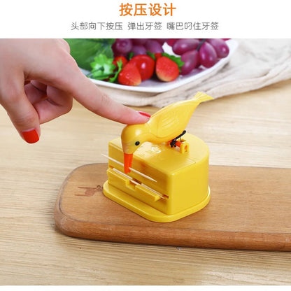 Push-type bird toothpick box creative Douyin same cute toothpick tube bird toothpick box - Mixbatch