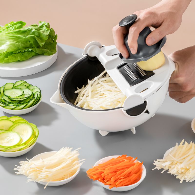 （VIDEO）Kitchen vegetable cutting artifact, shredding potato shredder, grater, household slicer, vegetable cutter, multi-function shredder - Mixbatch