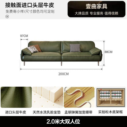 简约真皮现代大象耳朵复古客厅组合直排牛皮沙发 - Mixbatch