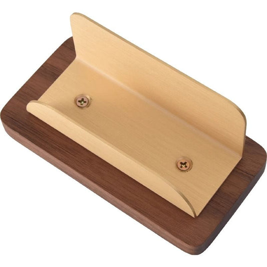 حامل عرض بطاقات العمل P، صندوق بطاقات عمل فاخر من الخشب الصلب والنحاس 