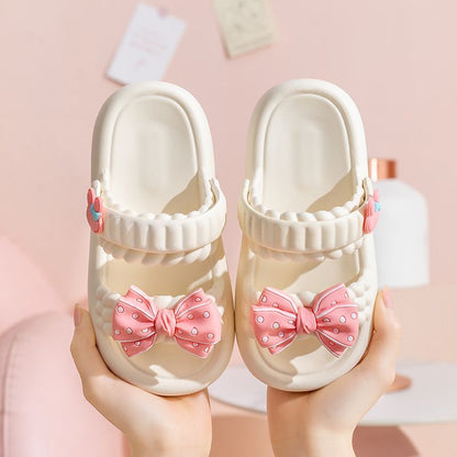 A girls sandals summer bow cute children slippers princess girl non-slip middle aged and older children two wear beach shoes