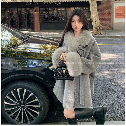 P fur collar jacket