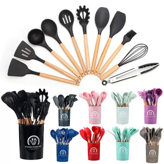 PP handle silicone kitchenware 12 piece set non-stick spatula cooking tools