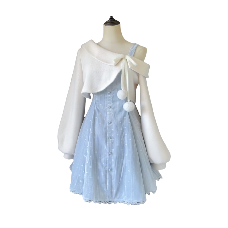 P girly autumn and winter long-sleeved soft waxy vest jacket suspender waist dress sweet age-reducing suit women