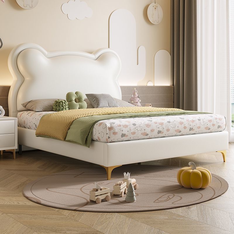 P soft bag solid wood bed children's bed boys and girls single bed European children Internet celebrity simple modern cloud soft bag bed