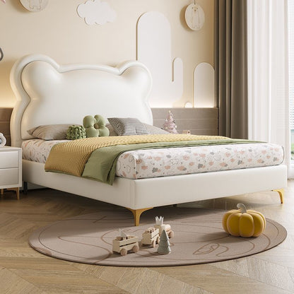 P soft bag solid wood bed children's bed boys and girls single bed European children Internet celebrity simple modern cloud soft bag bed