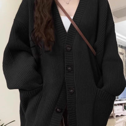 P medium and long sweater jacket for women's autumn and winter, Japanese lazy retro milk wear, soft waxy knitted sweater 24