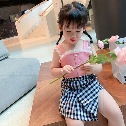 P women's pure cotton vest summer dress foreign Korean version baby girl summer thin casual versatile children's suspender top