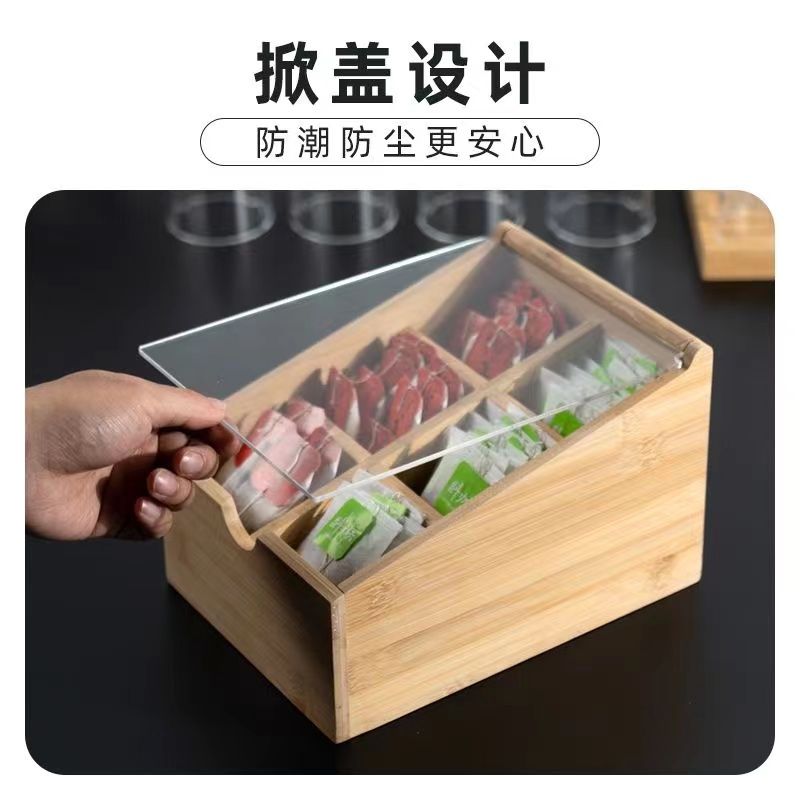 A Log tea bag storage box Coffee milk tea bag Tea bag Grid storage box Special for hotel western restaurant