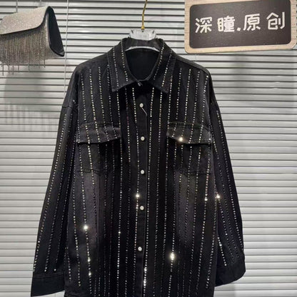 P diamond striped denim shirt