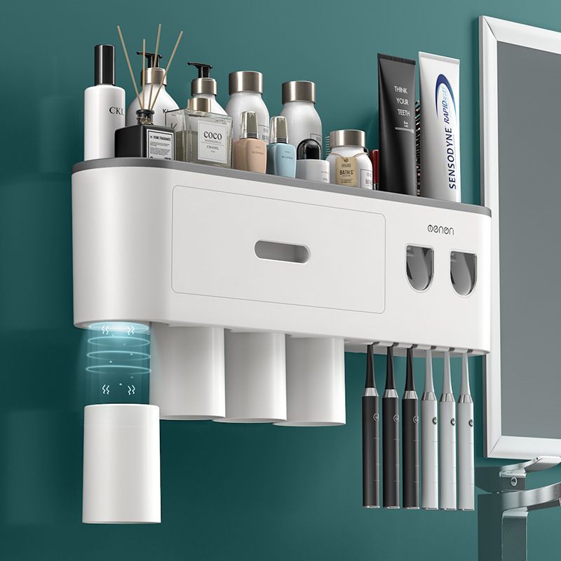 Toothbrush storage rack, non punching mouthwash cup, toothbrush cream, tooth cup storage, bathroom wall mounted rack, electric set - Mixbatch