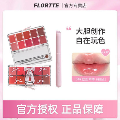 P Flower Loria Pounding Princess Ten Color Palette Lip Freeze Plate Lipstick Lip Glaze Student Moisturizing Palette