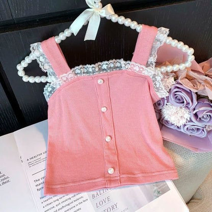 P women's pure cotton vest summer dress foreign Korean version baby girl summer thin casual versatile children's suspender top