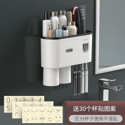 Toothbrush storage rack, non punching mouthwash cup, toothbrush cream, tooth cup storage, bathroom wall mounted rack, electric set - Mixbatch