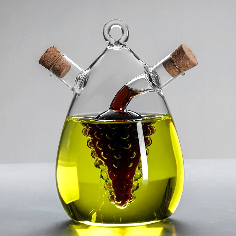 Double layered glass creative oil pot, olive oil leak proof, one pot, dual-purpose, double mouth seasoning bottle, kitchen dual-purpose soy sauce vinegar bottle - Mixbatch