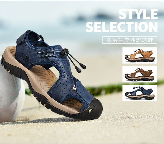 P men's sandals leather surface