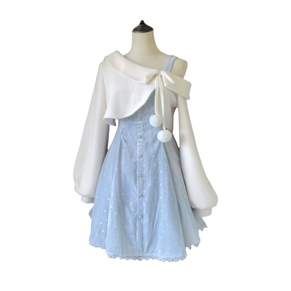 P girly autumn and winter long-sleeved soft waxy vest jacket suspender waist dress sweet age-reducing suit women