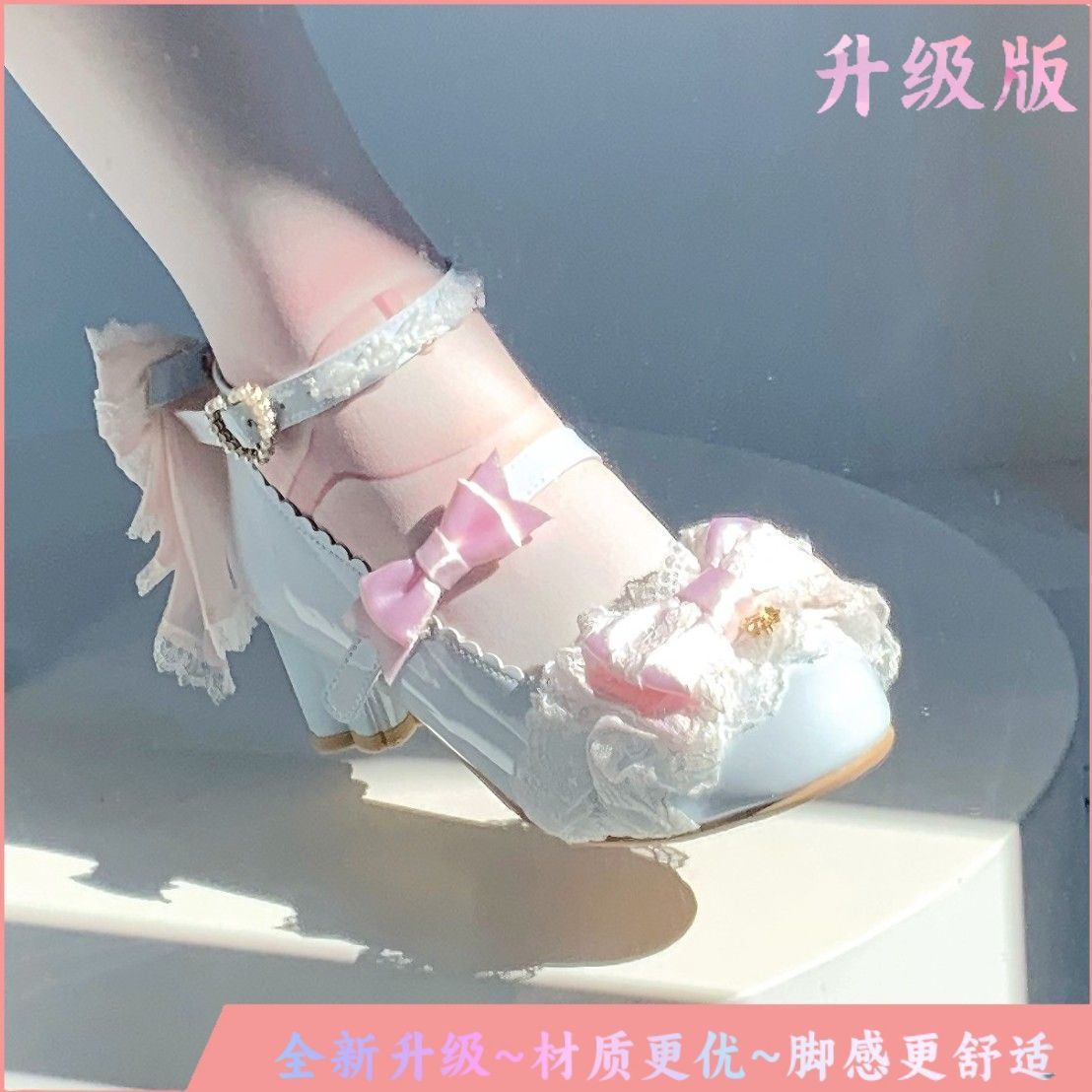 P lolita bow lace high heels