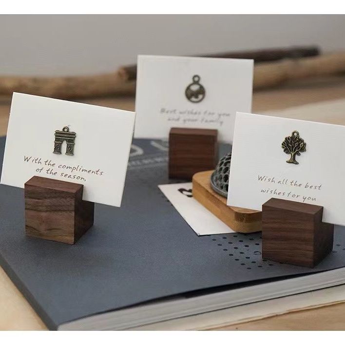 P solid wood creative photo ins desktop business card base