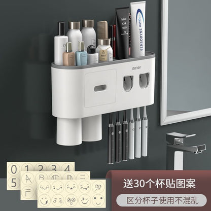 Toothbrush storage rack, non punching mouthwash cup, toothbrush cream, tooth cup storage, bathroom wall mounted rack, electric set - Mixbatch
