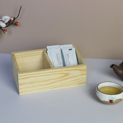 P Solid wood compartment storage box Item box