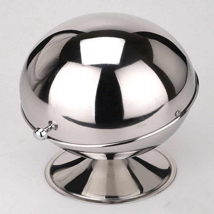 304 stainless steel sugar cube spherical seasoning jar flip storage jar creative seasoning jar tea candy jar sugar cup - Mixbatch