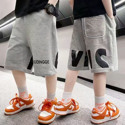 P summer pants new middle-aged and older children's summer middle pants boys thin sweatpants 74.2% COTTON