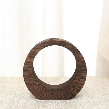 P Solid wood small vase Hydroponic ornament Flower arrangement glass test tube vase