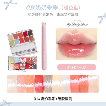 P Flower Loria Pounding Princess Ten Color Palette Lip Freeze Plate Lipstick Lip Glaze Student Moisturizing Palette