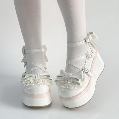 P lolita small leather shoes lolita shoes women's Japanese soft girl jk spring new platform bow Mary Jane shoes