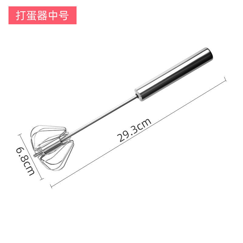 (VIDEO) 304 stainless steel whisk household 10 steel wire handheld semi-automatic cream whisk egg blender - Mixbatch