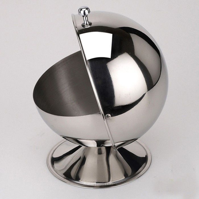 304 stainless steel sugar cube spherical seasoning jar flip storage jar creative seasoning jar tea candy jar sugar cup - Mixbatch