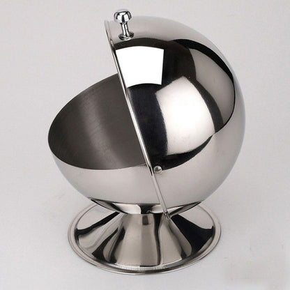 304 stainless steel sugar cube spherical seasoning jar flip storage jar creative seasoning jar tea candy jar sugar cup - Mixbatch