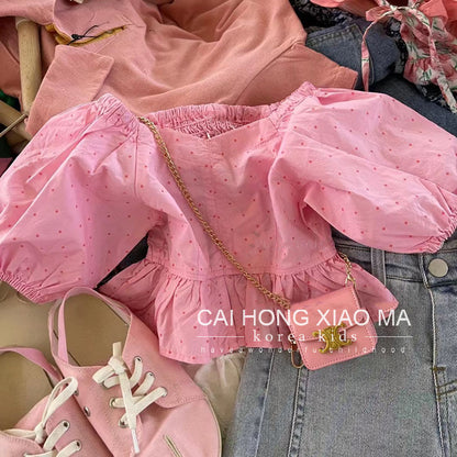 A girl suit summer two-piece fashion foreign domineering fried street Internet celebrity grade casual denim loose Korean version
