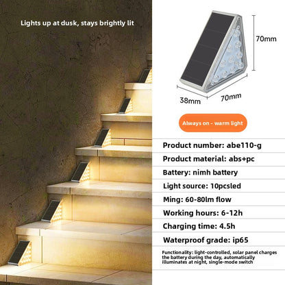 A solar stair light outdoor waterproof step light courtyard foot light led light trail light self-adhesive household luminous light