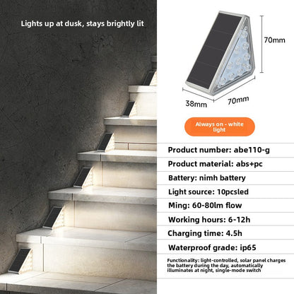 A solar stair light outdoor waterproof step light courtyard foot light led light trail light self-adhesive household luminous light