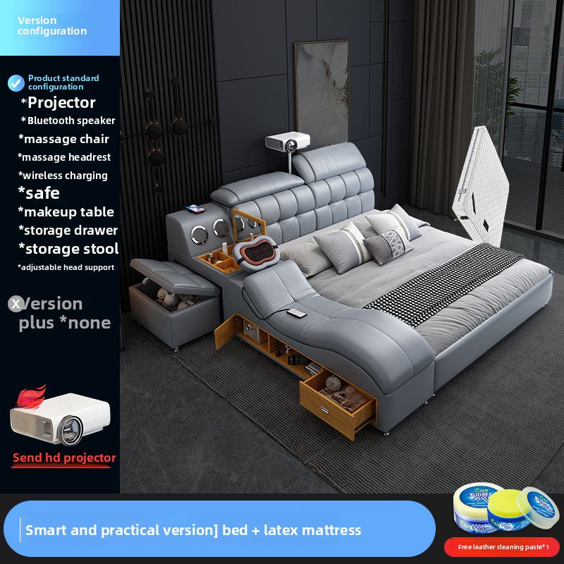 A tatami bed massage, leather bed 1.8 meters multifunctional wedding bed storage soft bed modern simple master bedroom double bed